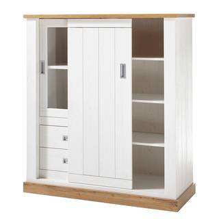 Highboard Ollezy Pinie Weiß Dekor / Eiche Wotan Dekor