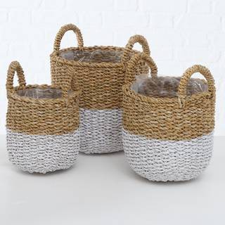 Plantenmand Oreilla (3-delig) zeegras - wit