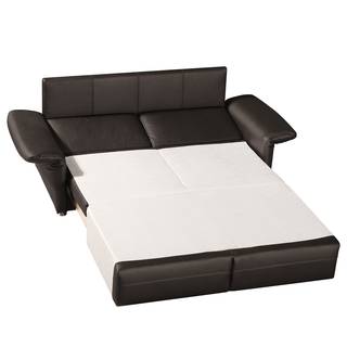 Canapé convertible Bielle Cuir véritable - Cuir Leela: Marron foncé