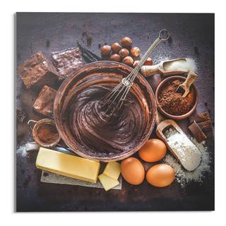 Tableau déco en verre Recette chocolatée Verre de sécurité - Marron