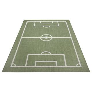 Teppich Fußballfeld II Polypropylen - Grün - 80 x 150 cm