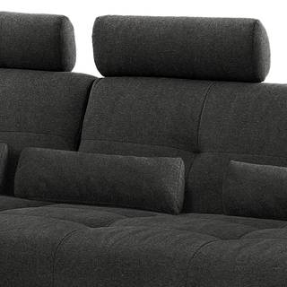 Canapé d’angle Valleres Tissu - Tissu Nila: Noir - Méridienne courte à gauche (vue de face) - Sans repose-pieds