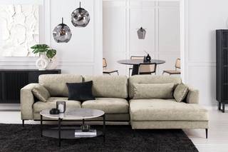 Ecksofa GAILLON mit Longchair Microfaser Cori: Hellgrau - Longchair davorstehend rechts