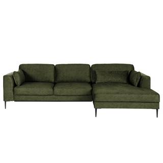 Ecksofa GAILLON mit Longchair Microfaser Cori: Dunkelgrün - Longchair davorstehend rechts