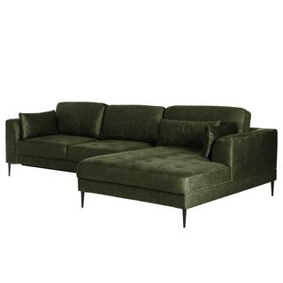 Ecksofa GAILLON mit Longchair Microfaser Cori: Dunkelgrün - Longchair davorstehend rechts