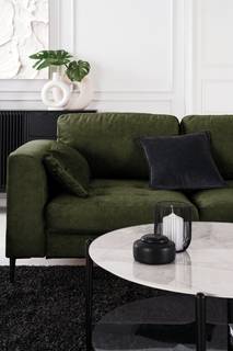 Ecksofa GAILLON mit Longchair Microfaser Cori: Dunkelgrün - Longchair davorstehend rechts