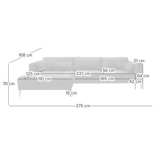 Ecksofa GAILLON mit Longchair Microfaser Cori: Dunkelgrau - Longchair davorstehend links