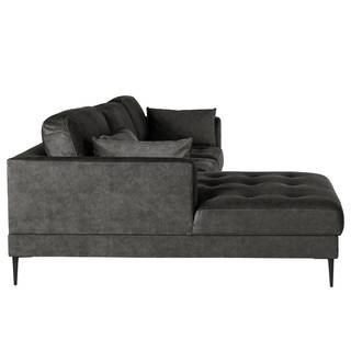 Ecksofa GAILLON mit Longchair Microfaser Cori: Dunkelgrau - Longchair davorstehend links