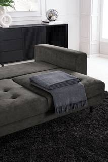 Ecksofa GAILLON mit Longchair Microfaser Cori: Dunkelgrau - Longchair davorstehend links