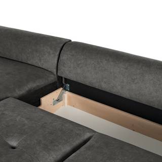 Ecksofa GAILLON mit Longchair Microfaser Cori: Dunkelgrau - Longchair davorstehend links