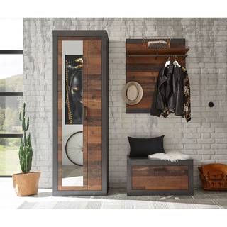 Armoire Buzan Imitation bois recyclé / Anthracite