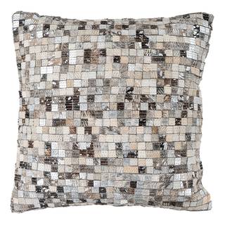 Dekokissen Finish 100 Leder / Polyester - Silber