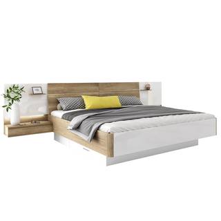 Bettanlage Villepail Weiß - Braun - Holzwerkstoff - 305 x 99 x 212 cm