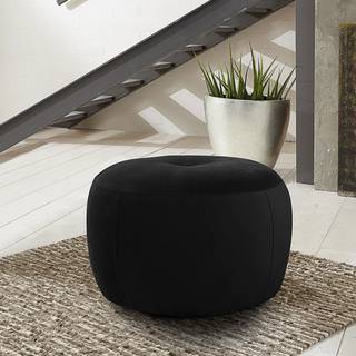 Polsterhocker Monteux Samt - Samt Ravi: Schwarz - 63 x 63 cm