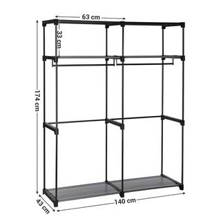 Stoffschrank Branville I Vliesgewebe / Eisen - Grau