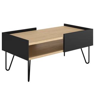 Couchtisch Nina Echtholzfurnier / Metall - Eiche / Schwarz