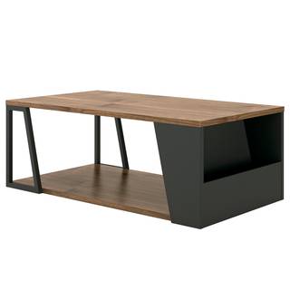 Table basse Albi Placage en bois véritable - Noyer / Noir