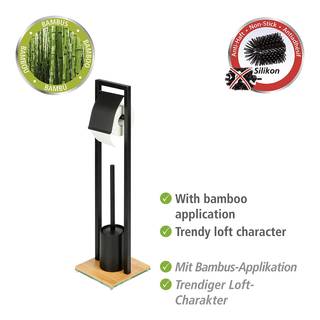 Stand WC-Garnitur Bambusa Stahl / Bambus - Schwarz
