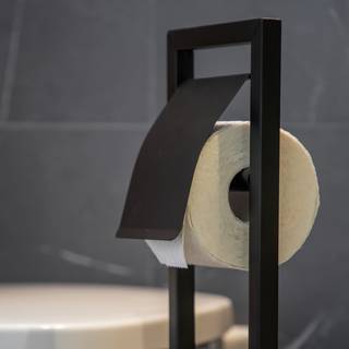 Stand WC-Garnitur Bambusa Stahl / Bambus - Schwarz