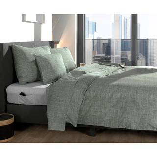 Bettwäsche Lino Renforce - Olivgrün - 200 x 200/220 cm + 2 Kissen 70 x 60 cm