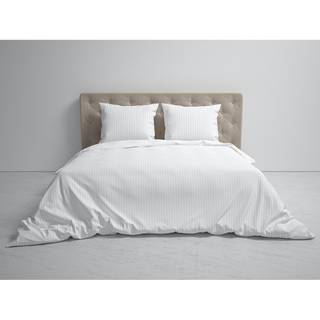 Beddengoed Banda katoensatijn - Wit - 155x220cm + kussen 80x80cm
