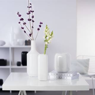 Vase Milano II Farbglas - Weiß - Weiß
