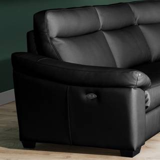 Canapé d’angle Sappee Imitation cuir - Cuir Domna: Noir - Réglage électrique : 2 moteurs avec câble