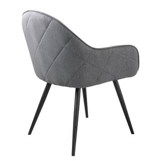 Sedia con braccioli Delvin (2) Tessuto / Metallo - Grigio / Nero