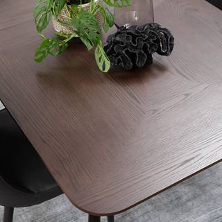 Eettafel Dax fineer van eikenhout/metaal - donkerbruin eikenhout/zwart