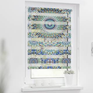 Klemfix duo-rolgordijn Orient Patroon polyester - blauw/groen - 45 x 150 cm