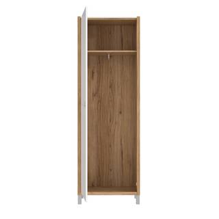 Garderobekast Boyd wit/eikenhouten look