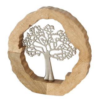 Dekoaufsteller Tree Aluminium / Mango - Beige / Silber