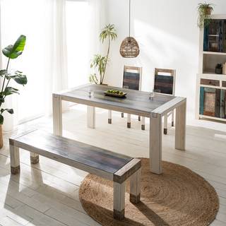 Eettafel Goa White deels massief mangohout - wit vintage mangohout