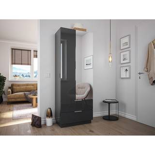 Armoire d’entrée Asker Anthracite brillant - Largeur : 70 cm