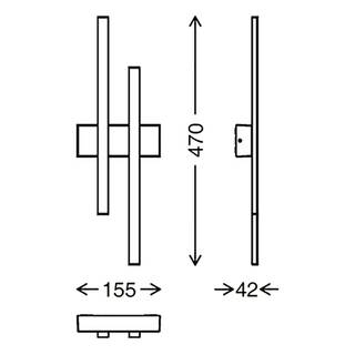 Wandleuchte Graz III Polycarbonat / Eisen - 2-flammig - Schwarz
