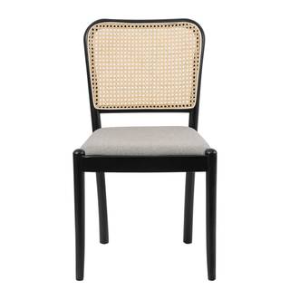 Chaises Cutis (lot de 2) Rotin et tissu / Hêtre massif - Gris lumineux