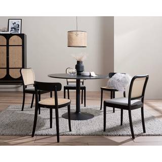 Chaises Cutis (lot de 2) Rotin et tissu / Hêtre massif - Gris lumineux