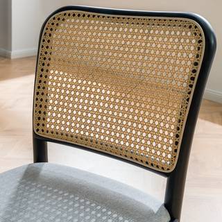 Chaises Cutis (lot de 2) Rotin et tissu / Hêtre massif - Gris lumineux