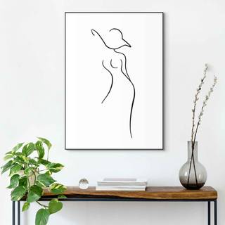 Gerahmtes Bild Silhouette Frau Holzwerkstoff - Weiß - 50 x 70 x 1,6 cm