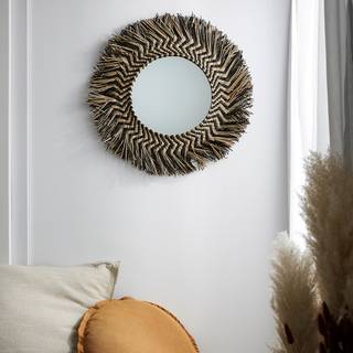 Wandspiegel Takashi Spiegelglas / Sperrholzplatte - Natur / Schwarz