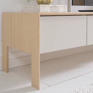 TV-Lowboard Maayka II Eiche teilmassiv - Mushroom Creme / Eiche Hell