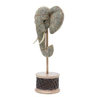 Sierobject Elephant Head Pearls grijs - steen