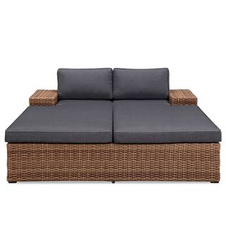 Daybed Chavara Polyrattan / Webstoff - Braun / Anthrazit