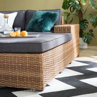 Daybed Chavara Polyrattan / Webstoff - Braun / Anthrazit