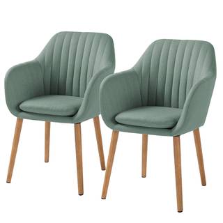 Armlehnenstuhl TILANDA Webstoff Cors: Mintgrau - 2er Set