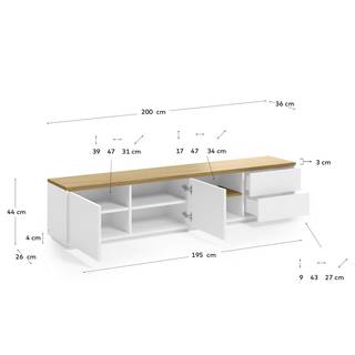 TV-Lowboard Agueda Echtholzfurnier - Weiß / Eiche