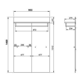Garderobepaneel Fluur Grijs - Plaatmateriaal - 96 x 147 x 29 cm