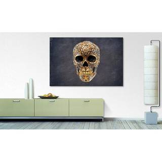 Canvas Happy Skull Tela / Legno massello di abete - Multicolore