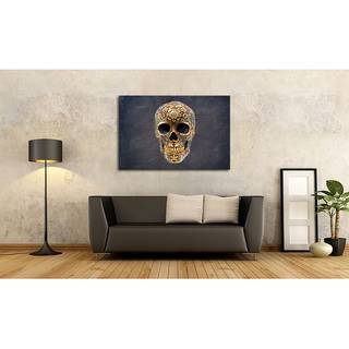 Canvas Happy Skull Tela / Legno massello di abete - Multicolore