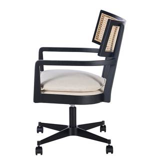 Bürostuhl Devon Webstoff / Esche massiv / Rattan - Creme / Esche Schwarz / Schwarz